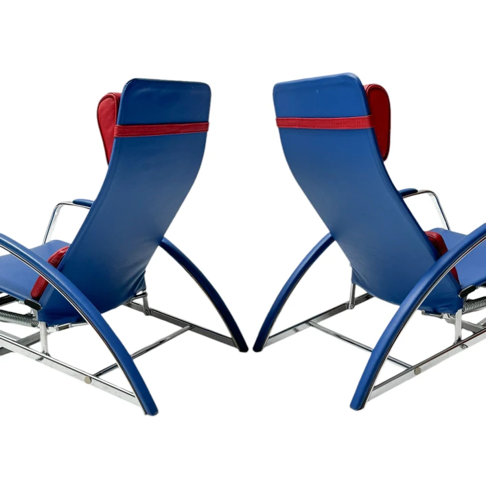 Pair of Grand Repos Lounge Chairs with Stools by Jean Prouvé Tecta , 1980s